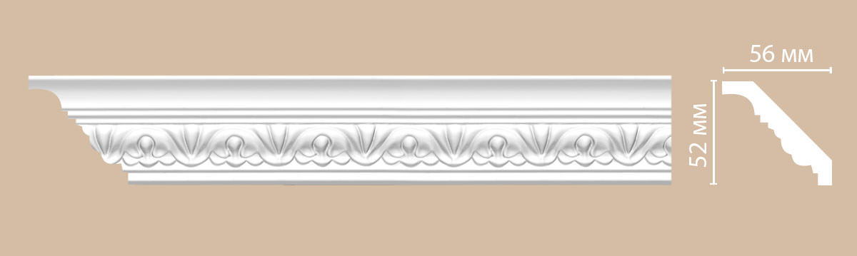 Плинтус потолочный с рисунком DECOMASTER 95609F гибкий (52*56*2400мм)
