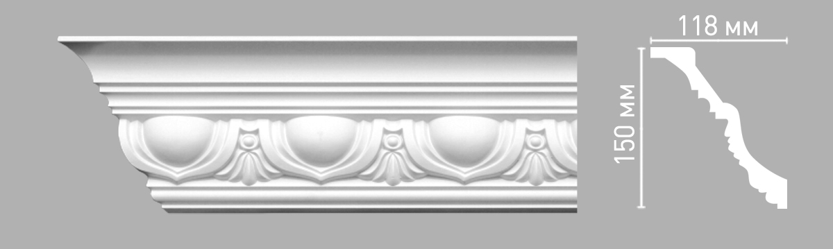 Плинтус потолочный с рисунком DECOMASTER 95090 (118х150х2400мм)
